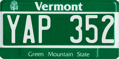 VT license plate YAP352