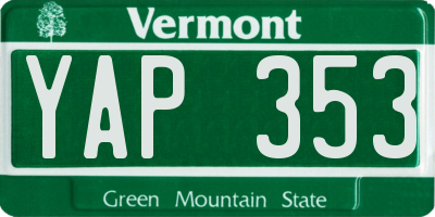 VT license plate YAP353