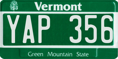 VT license plate YAP356