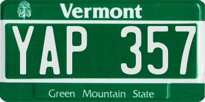 VT license plate YAP357