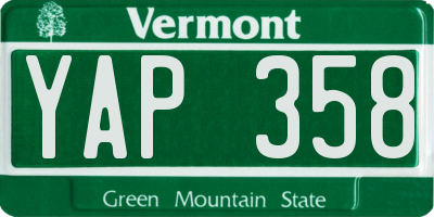 VT license plate YAP358