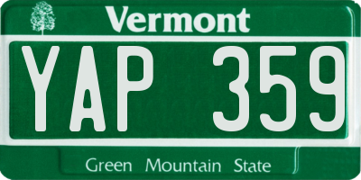 VT license plate YAP359