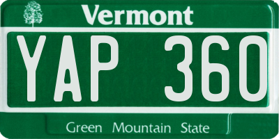 VT license plate YAP360