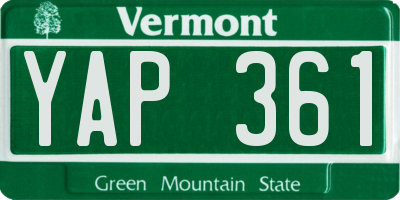 VT license plate YAP361