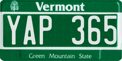 VT license plate YAP365