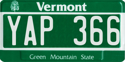 VT license plate YAP366