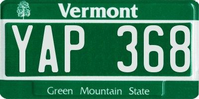 VT license plate YAP368