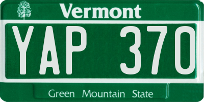 VT license plate YAP370