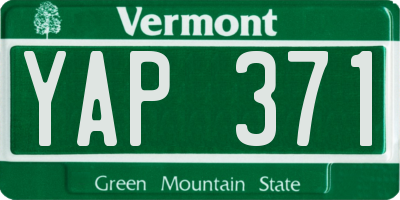 VT license plate YAP371