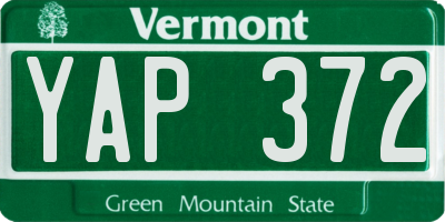 VT license plate YAP372