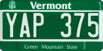 VT license plate YAP375