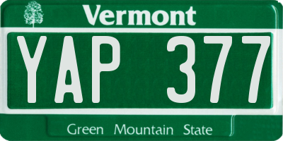 VT license plate YAP377