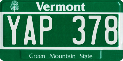 VT license plate YAP378
