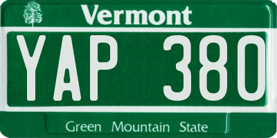 VT license plate YAP380