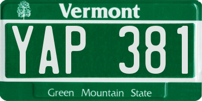 VT license plate YAP381
