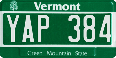 VT license plate YAP384