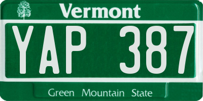 VT license plate YAP387