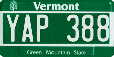 VT license plate YAP388