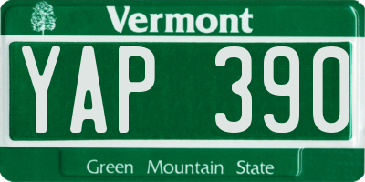 VT license plate YAP390
