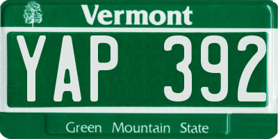 VT license plate YAP392