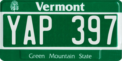 VT license plate YAP397