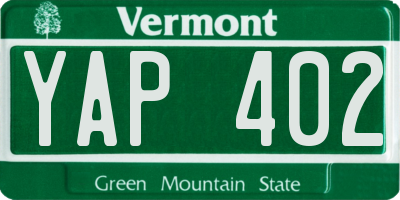 VT license plate YAP402