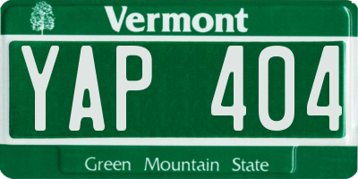 VT license plate YAP404