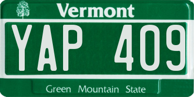 VT license plate YAP409