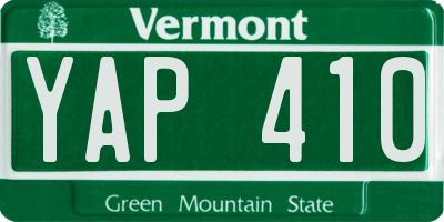 VT license plate YAP410