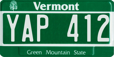 VT license plate YAP412