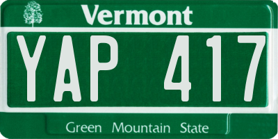 VT license plate YAP417