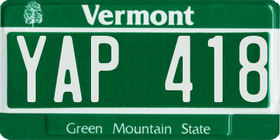VT license plate YAP418