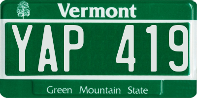VT license plate YAP419