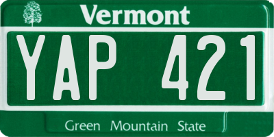 VT license plate YAP421