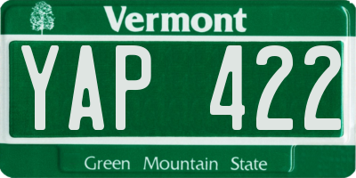 VT license plate YAP422