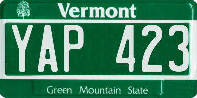 VT license plate YAP423