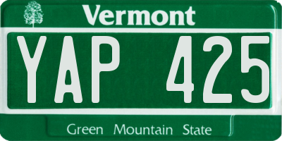VT license plate YAP425