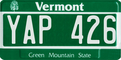 VT license plate YAP426
