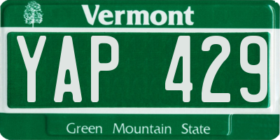 VT license plate YAP429