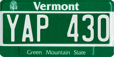 VT license plate YAP430