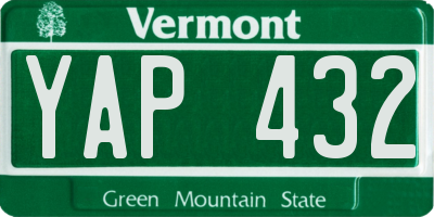 VT license plate YAP432
