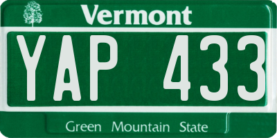 VT license plate YAP433