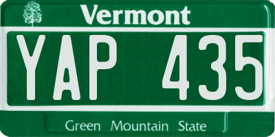 VT license plate YAP435