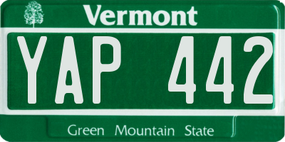 VT license plate YAP442