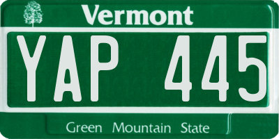 VT license plate YAP445