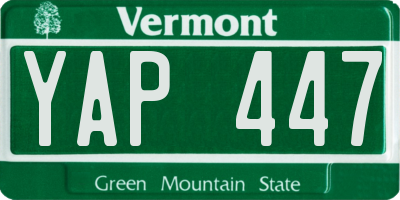 VT license plate YAP447