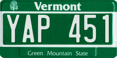 VT license plate YAP451