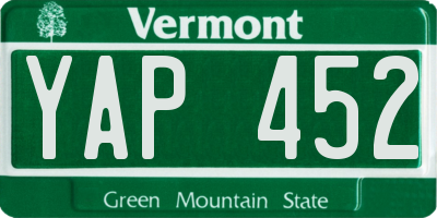 VT license plate YAP452