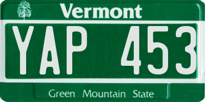 VT license plate YAP453