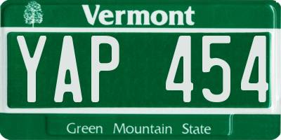 VT license plate YAP454